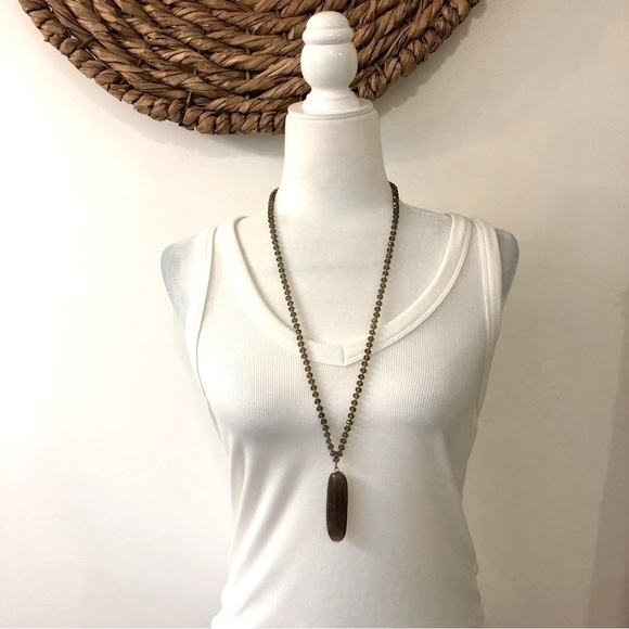 Polished Stone with Faceted Glass Bead Necklace - Picture 1 of 9